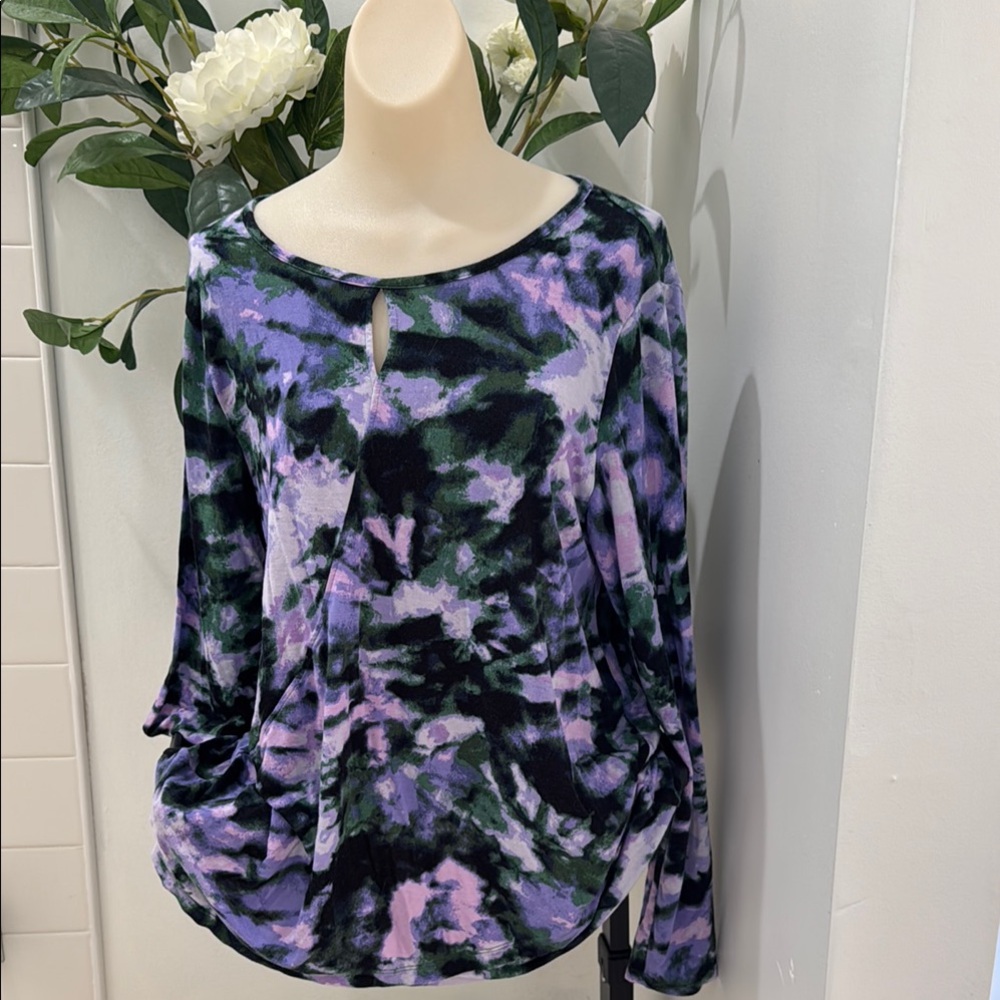 Cuddl Duds Women's Tie-Dye Long Sleeve Top